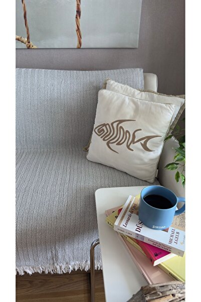 Balıksırtı Dokuma Koltuk Örtüsü,kanepe Örtüsü,çekyat Örtüsü,tv Battaniyesi,koltuk Şalı Gri (170X210)