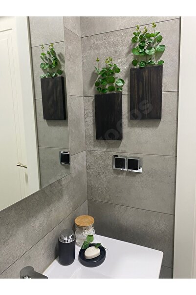 MSAĞWOODS 2'Lİ AHŞAP ÇİÇEKLİK MUTFAK BANYO YAPAY ÇİÇEK BALKON KIŞ BAHÇESİ EV HEDİYESİ ÇEYİZ BOHEM RUSTİK