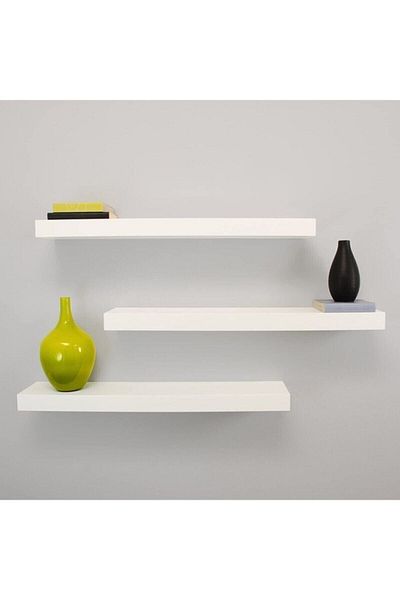 Egecan Mobilya White Flying Wall Shelf 3 Pieces