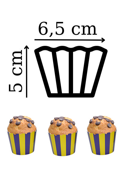 Larenya Cupcake Kalıbı & Kek Kapsülü & Muffin Kek Kalıbı & 25'li  Sarı Lacivert Kek Kalıbı