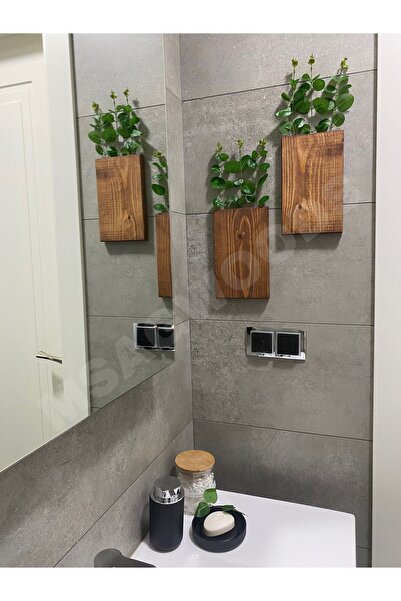 MSAĞWOODS 2'Lİ AHŞAP ÇİÇEKLİK MUTFAK BANYO YAPAY ÇİÇEK BALKON KIŞ BAHÇESİ EV HEDİYESİ ÇEYİZ BOHEM RUSTİK