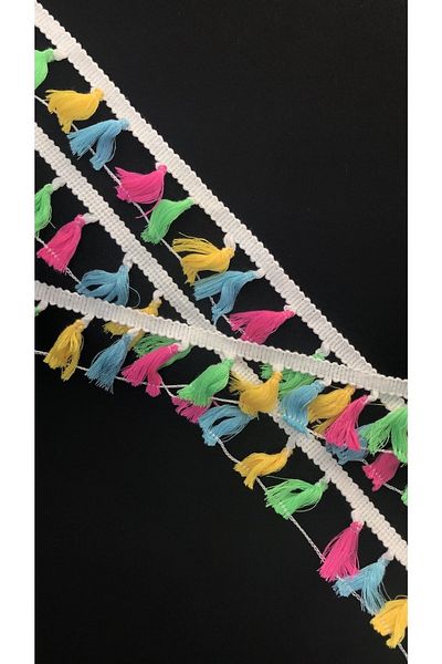 Ozpas 4.5 cm Wide Tassel Colorful Strip - 3 Meters