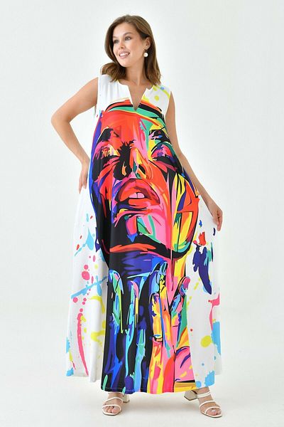 Secret Passion Lingerie Oversize Digital Printed Beach Dress - Detailed Pocket, Αμάνικο 10072