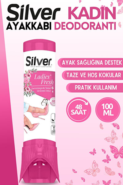 Silver 2'li Kadın ve Unisex Ayakkabı Deodorantı Koku Giderici Önleyici 100 ML Ladies&Unisex Fresh Çekecek H