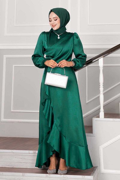 EBRUTESETTÜR Satin Evening Dress - Frilly Model