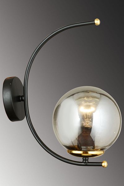 KARDELEN AYDINLATMA AVİZE Black Almond Smoked Glass Upward Facing Modern Sconce