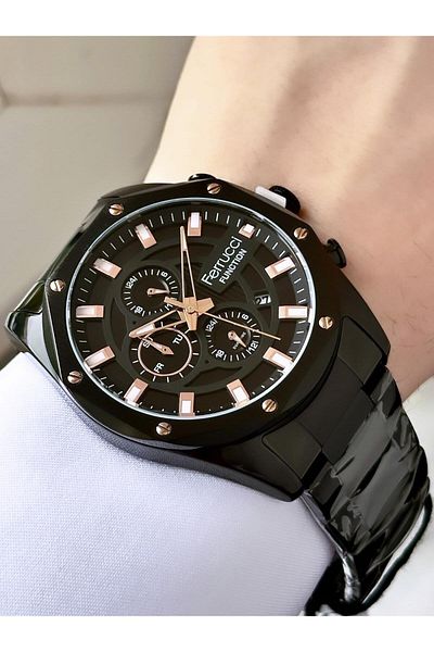 Ferrucci Men's Multifunctional Metal Band Wristwatch