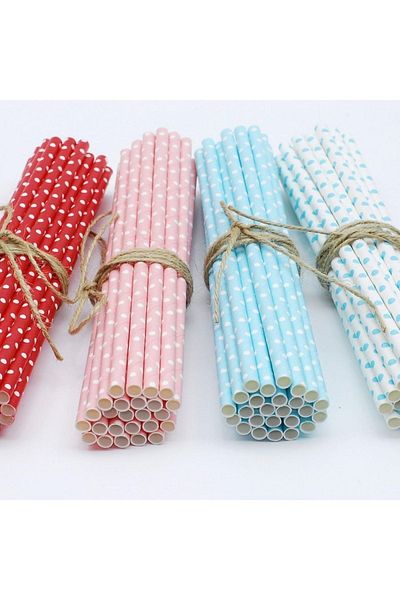 Kitchen Express Patterned Cardboard Straws 25 Pieces