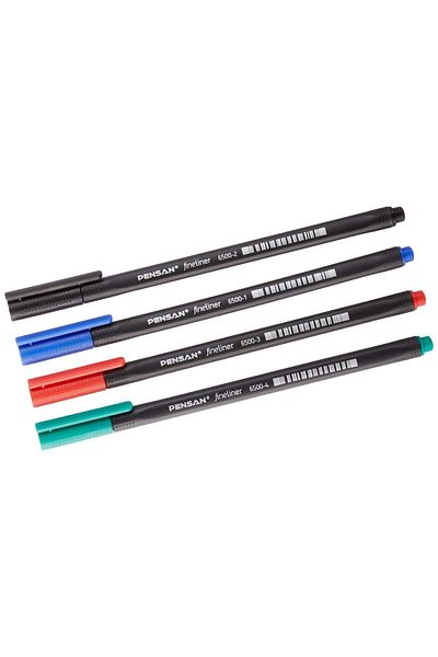 Pensan 0.4 Mm Fineliner Felt Pen - Black, Blue, Red and Green