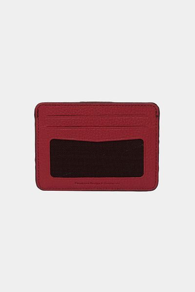 Grande 3607 Genuine Real Leather Women's Men's Card Holder Wallet Claret Red