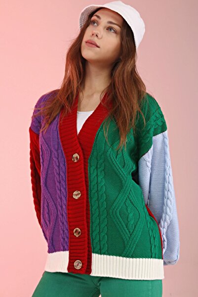 Devinka Women's Colorful Loose Oversize Knitwear Cardigan