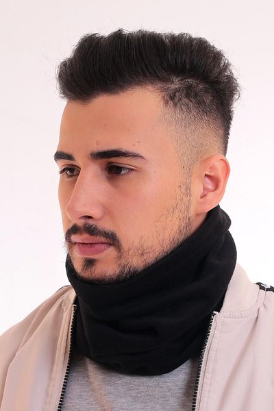 lovebox Men's Black Fleece Neck Collar Fleece Beret That Can Be Used in Two Different Ways