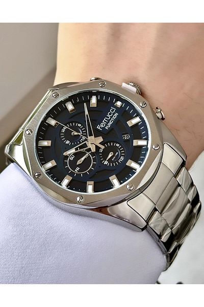 Ferrucci Men's Multifunctional Metal Band Wristwatch