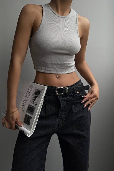 bayansepeti Сірий велосипедний комір, кроп-топ для плавання 11503