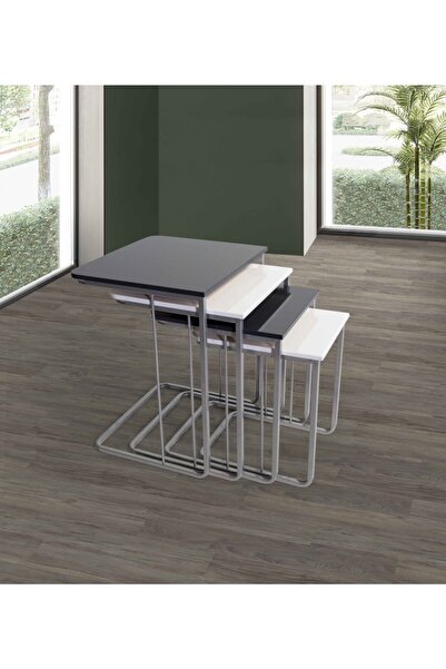 Veys Sehpa Yeni - Veys Vegas Zigon Sehpa - - Tekerleksiz - Füme - Beyaz