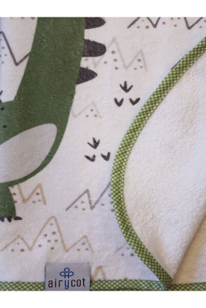 AİRYCOT Children's Poncho Towel Green Dino
