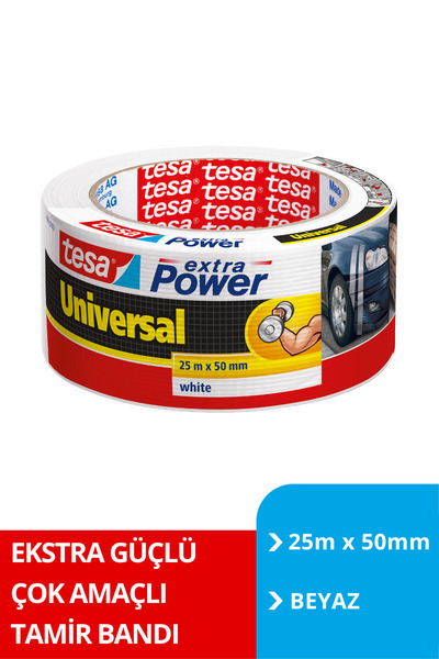 Tesa Duct Tamir Bandı, Extra Power Universal, Beyaz, 25m X 50mm