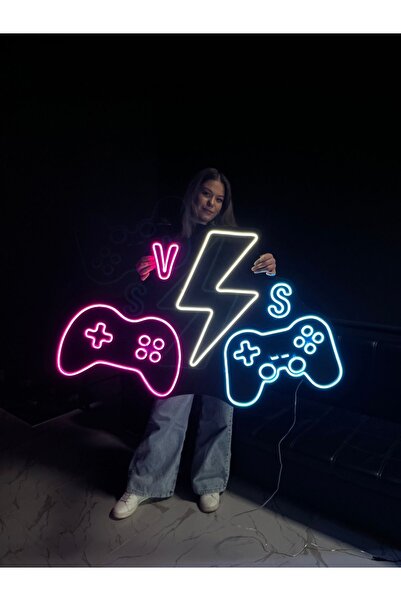 vinyuup Oyun Konsolları Versus VS - Dekoratif Duvar Aydınlatması Neon Led Yaz...