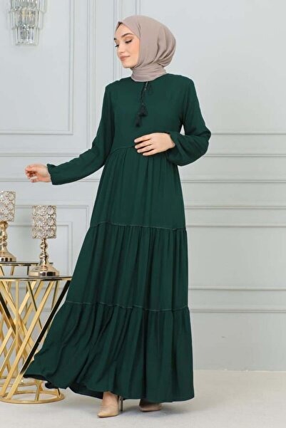 TESETTÜR MÜJDE MERVE Püskül Detaylı Elbise
