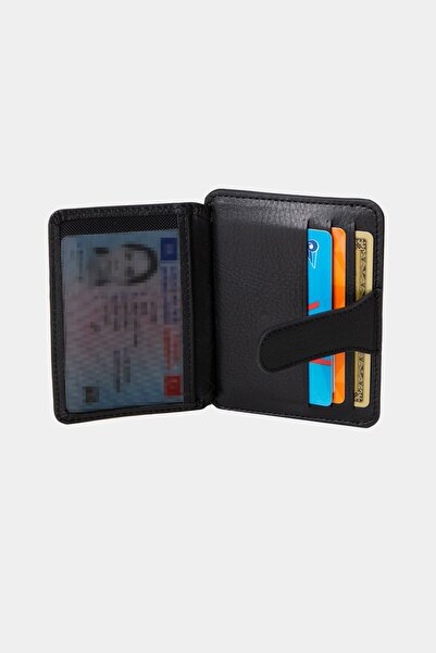 Grande 3607 Hakiki Gerçek Deri Kadın Erkek Kartlık Cüzdan Siyah