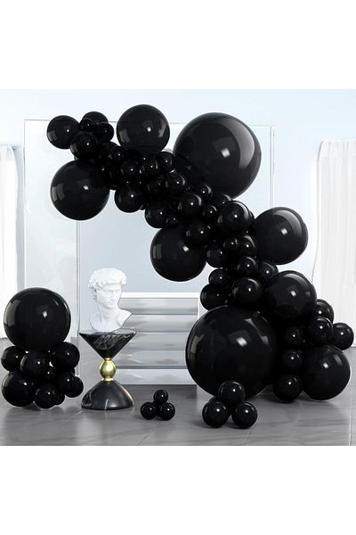Janissary 30 Pieces "METALLIC BLACK" Balloons Combination Indoor Birthday Party "CHOOSE YOUR OWN CONCEPT