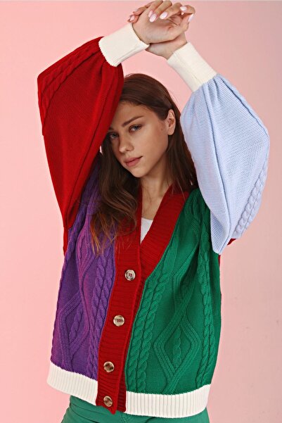 Devinka Women's Colorful Loose Oversize Knitwear Cardigan