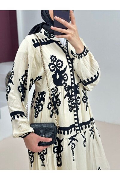 Abayana Yonca Desenli Yazlık Viskon Elbise