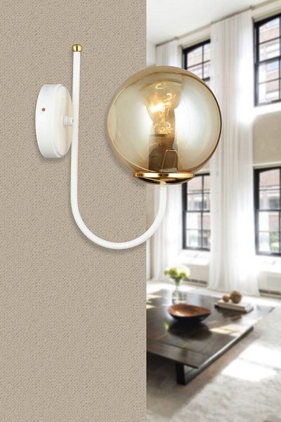 SONSUZ AYDINLATMA&AVİZE White UFO Bal Glop Glass Upward Facing Modern Sconce