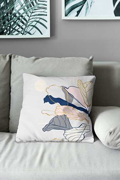 Moud's Двосторонній принт синього кольору з золотими листям - 4 візерунки, чохол для подушки із замші