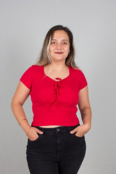 Truva XXL Ribbed Body Blouse - Women's Clothing, Front Drawstring