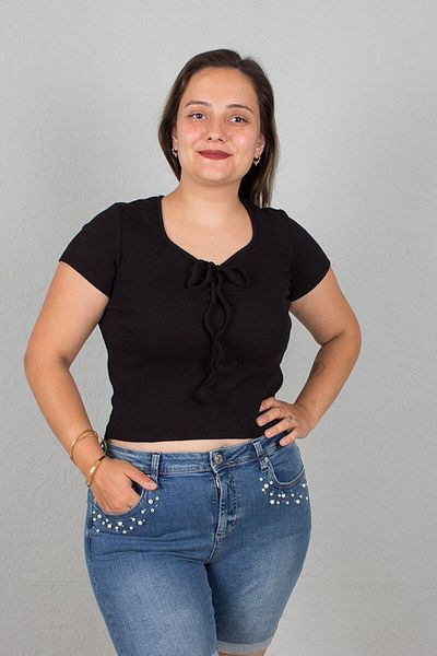 Truva XXL Ribbed Body Blouse - Plus Size, Front Drawstring Women's Clothing