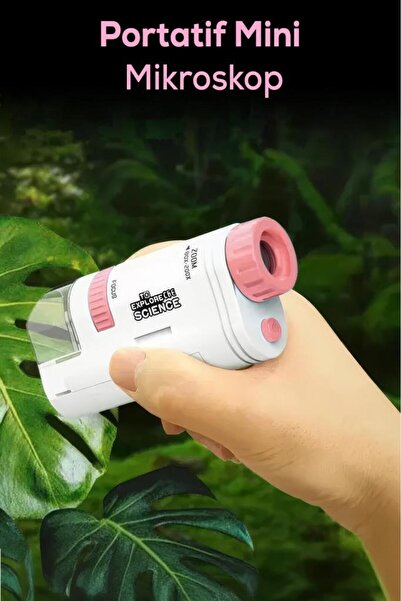 DEMPOWER Çocuk Portatif Mini Mikroskop Pembe
