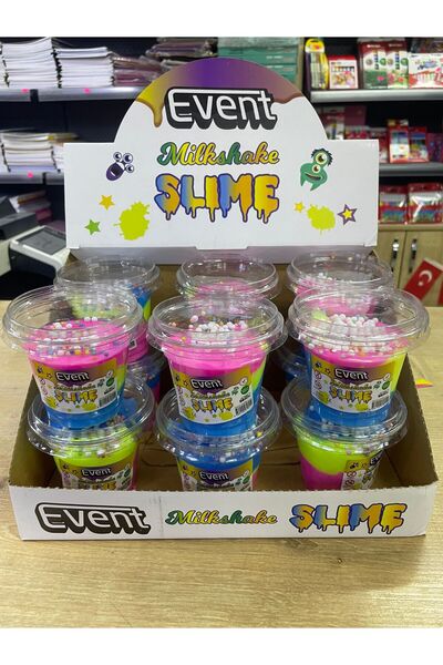 EVENT Slime Milkshake Slime 12 Adet Gökkuşağı Renkler Strafor Köpüklü Kaliteli