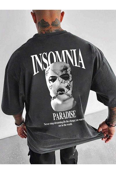 Shine Stone Tricou oversize pentru bărbați cu decolteu rotund imprimat
