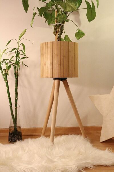 Monchi Bambu Ahşap Ayaklı Sepet/saksılık çiçeklik 46cm Ayak Boyu (24CM VEYA 39CM AYAK TALEP EDEBİLİRSİNİZ)