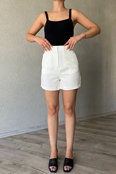 Seda Yalçın Atelier Μίνι σορτς - Λευκό με λεπτομέρεια με κορδόνι