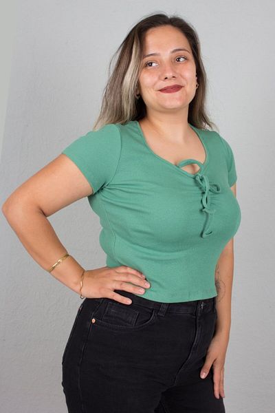 Truva XXL Ribbed Body Blouse - Plus Size, Front Drawstring Women's Clothing
