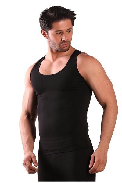 lovebox Men's Black Plus Size Fat Burning Sweating Undershirt