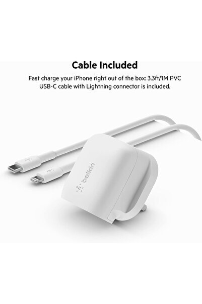 Belkin Belkin BoostCharge USB-C Wall Charger 20W + USB-C Cable with Lightning Cable 1M