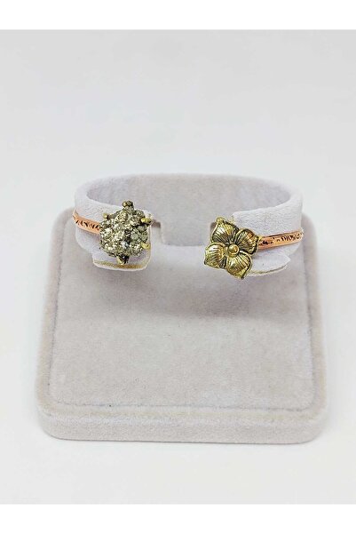 Yasamtohumu سوار نحاسي مزين بزخارف الزهور وأحجار البيريت - 52496