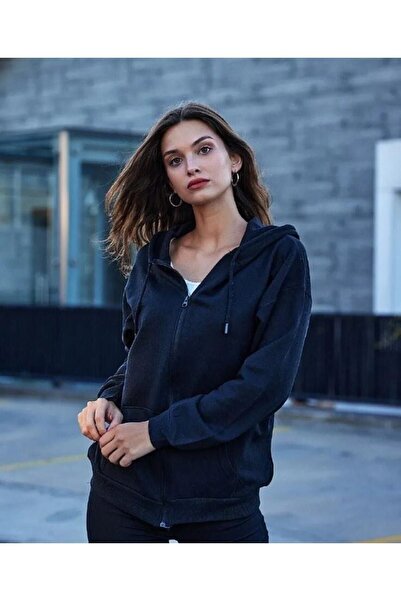 Dream Butik Unisex φούτερ με μαύρη κουκούλα με φερμουάρ