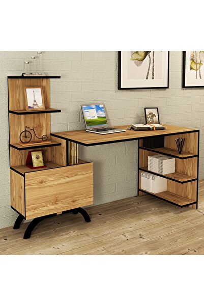 Kalender Dekor Olivia Dolaplı Bilgisyar Masası Çalışma Masası Kobe Siyah PVC