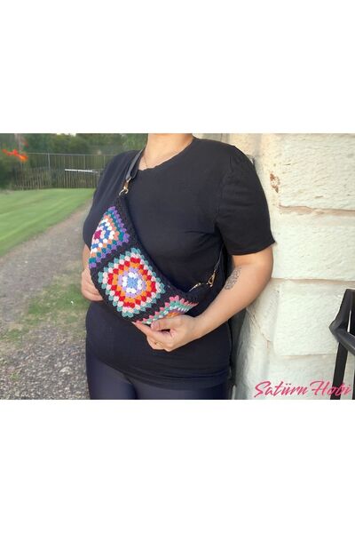 Satürn Hobi Örgü Motifli Free Bag Bel Çantası