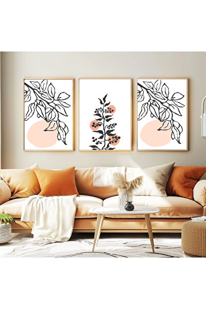 wudie Pictură decorativă din 3 piese, cu cadru din lemn, pictură abstractă, p...