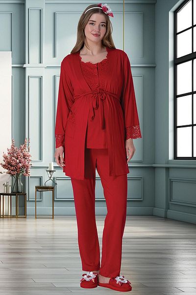 Mecit Pijama Maternity Set of 4 - Comfortable Nightgown Pajamas with Dressing Gowns