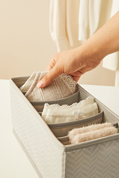 Ocean Home Textile 4-Compartment Honeycomb Gray Drawer Cabinet Laundry Organizer Folding Storage Box Organizer Set