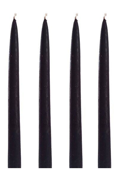 Petekoğlu Balmumu Mum 4 Adet Standart Şamdan Mumu 25Cm Boy 2Cm Kalınlık Siyah Dekoratif Mum