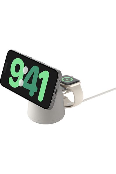 Belkin BoostCharge Pro 2-in-1 MagSafe 15W Wireless Charging Dock for iPhone 15-12, AirPods, MagSafe Devices