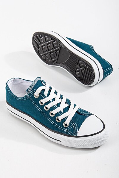 MİSSWEMODASHOES Unisex Petrol Yeşili Keten Cnv Model Spor Ayakkabı