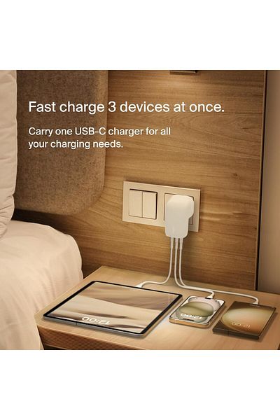 Belkin BoostCharge 3-Port USB-C 67W Wall Charger with PPS, Fast Charging for iPhone 15, Galaxy & More